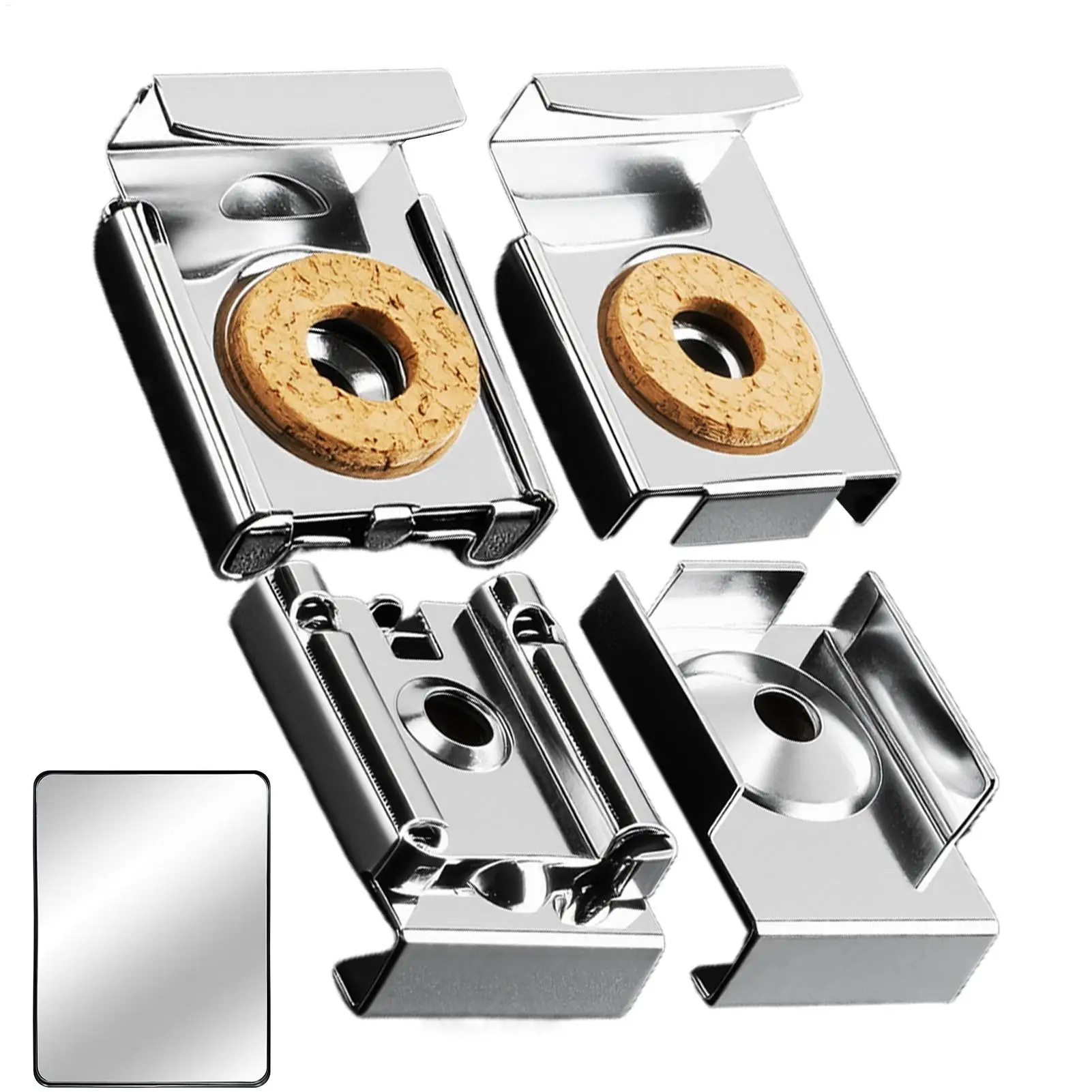 Mirror Clips 304 Stainless Steel Bracket 4Pcs Glass Tile Cabinet Shelf Hanger Wall Mount Bathroom Dressing Room Mirror Holder