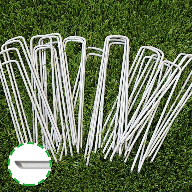 

Galvanized Steel Garden Stakes, Staples for Securing Weed Fabric, Landscape Fabric Netting, Ground Sheets and Fleece, 50 Packs