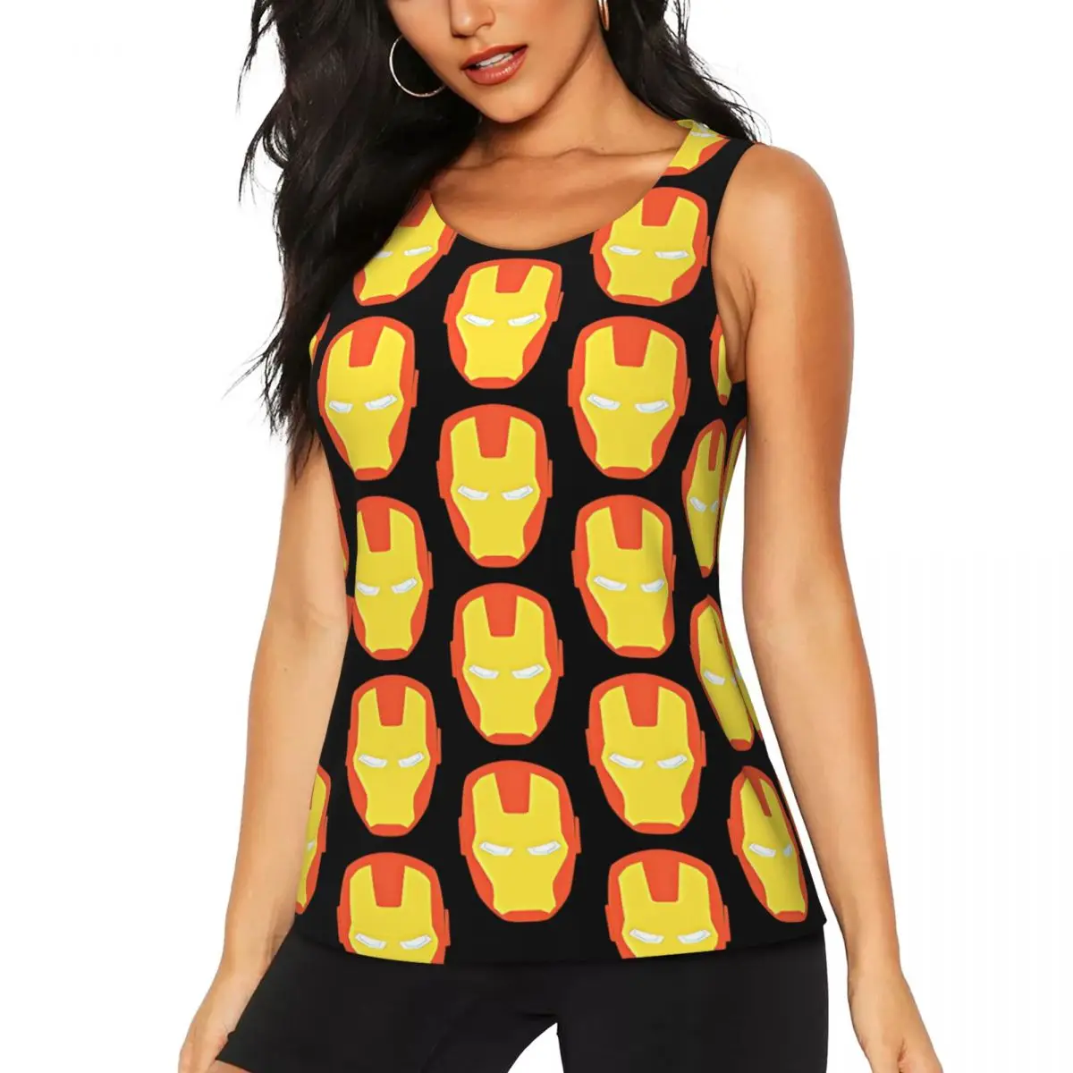 Custom Iron Man Glow Workout Tank Tops for Women Quick Dry Sleeveless Yoga Shirts