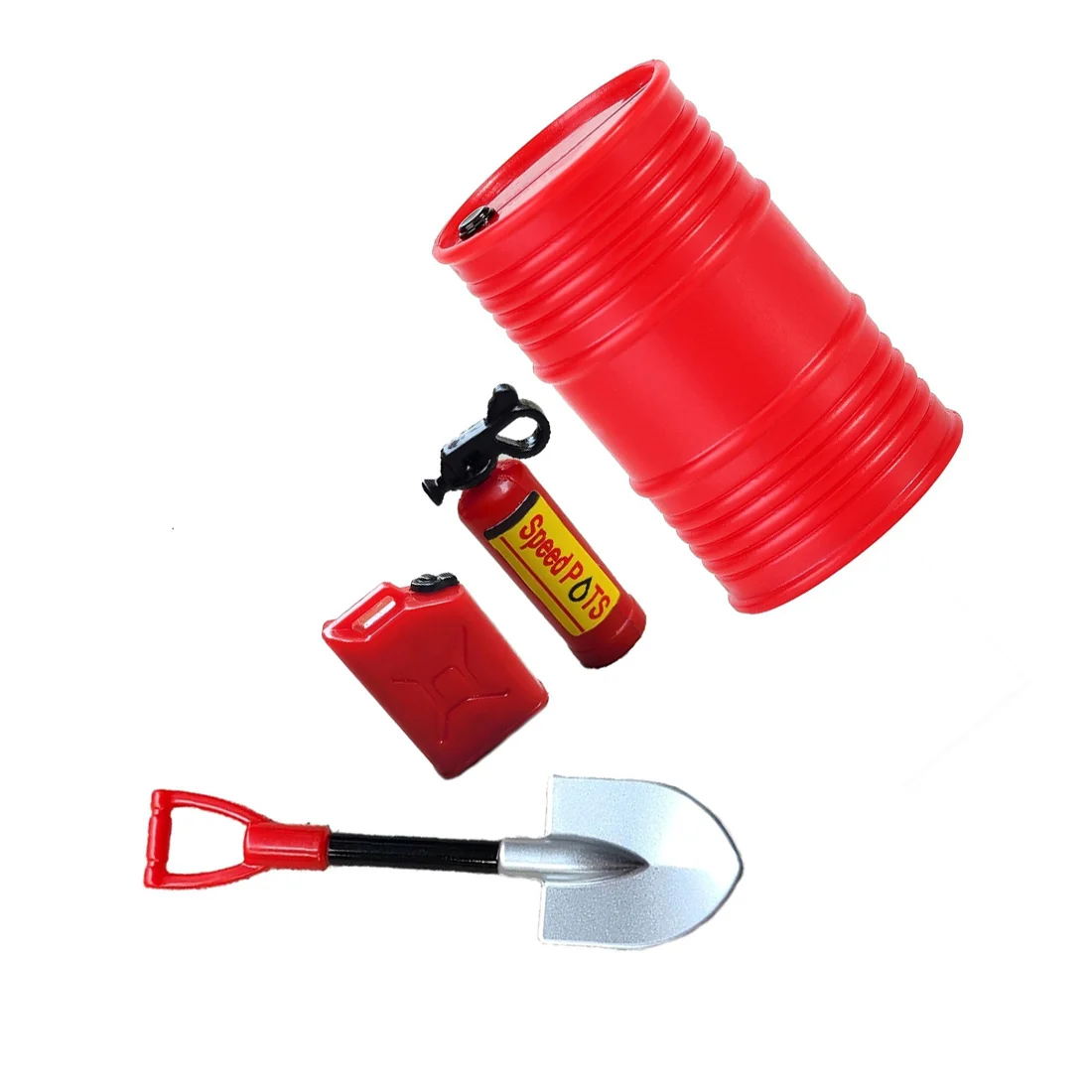 Mini Shovel Fuel Tank Oil Drum Fire Extinguisher Decoration for Axial SCX24 C10 Jeep JLU Gladiator Bronco 1/24 RC Car