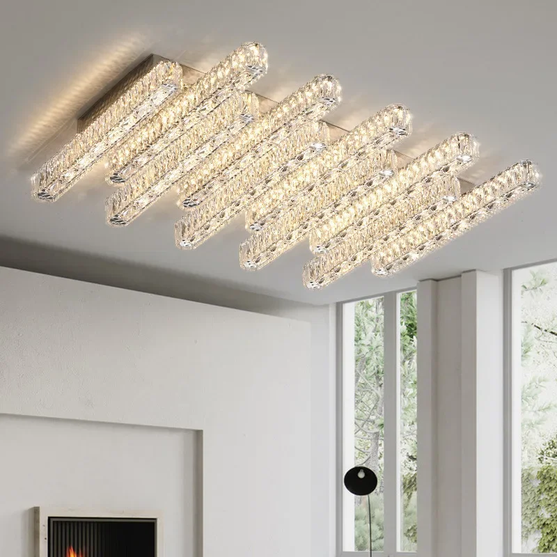 

SANDYHA современный хрустальный светодиодный потолочный светильник с длинной полосой, элегантный универсальный светильник для гостиной, спальни, кабинета, стильный дом