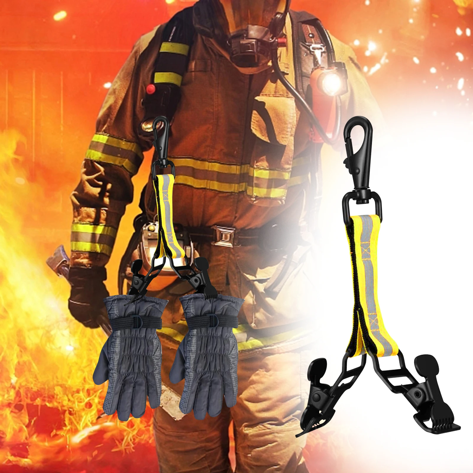 Firefighter Glove Strap Turnout Gear Nylon with Buckle Outdoor Tool Durable Work Glove Holder for Cold Weather Gloves Supplies