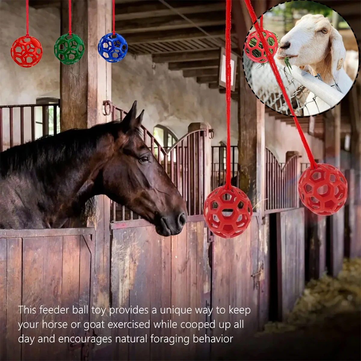 

Horse Treat Ball Hay Feeder Toy Ball Hanging Feeding Toy for Horse Goat Sheep Rabbit Relieve Stress Horse Treat Ball