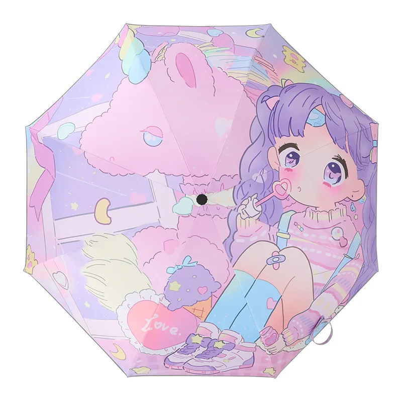 

Rainbow Unicorn Automatic Umbrella Cute fashion Thickened, strong, wind-resistant and rain-proof Folding Sunshade Umbrella Gifts