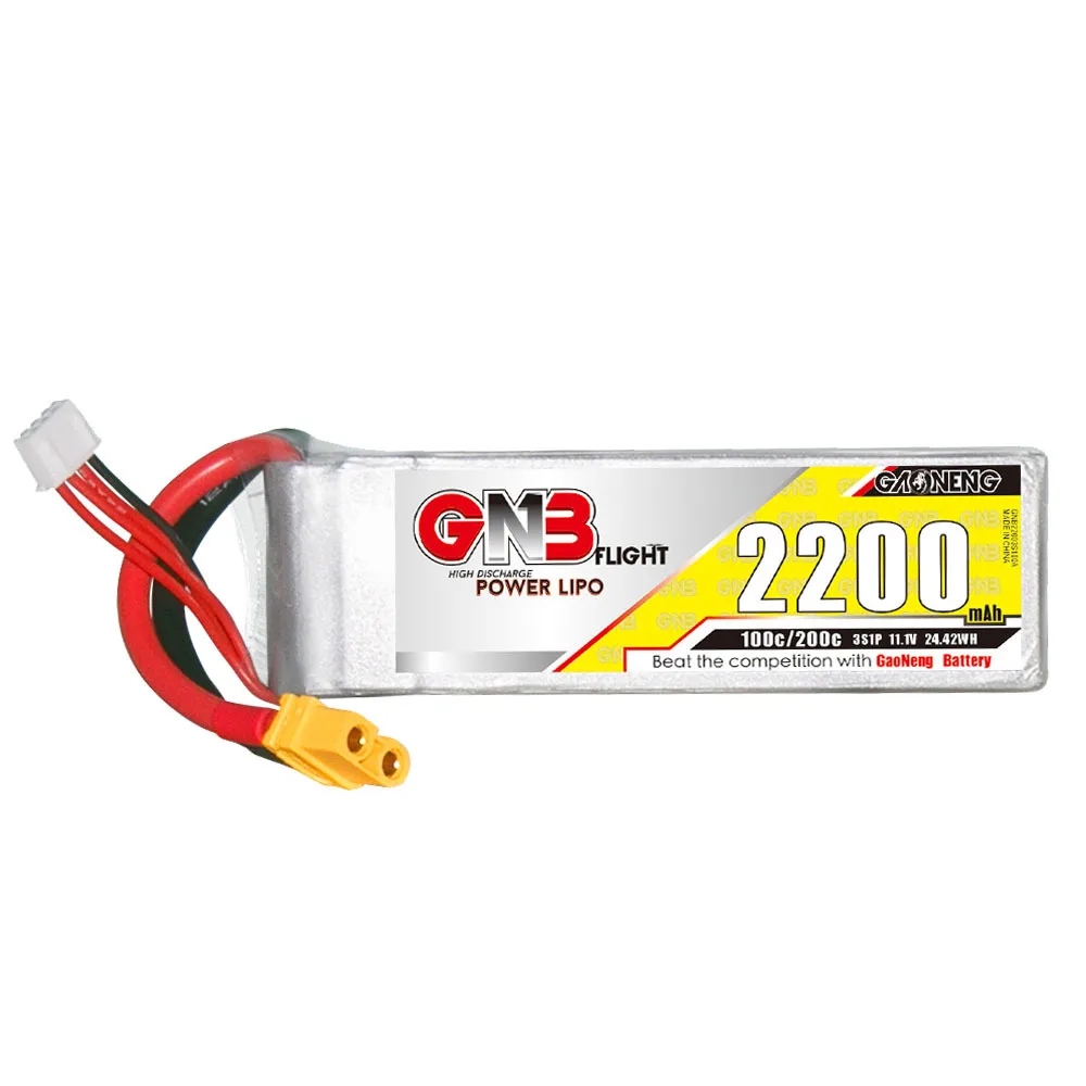 Max 200C GAONENG GNB 3S 11.1V 2200mAh 100C batteria Lipo con spina XT60 per auto da corsa RC quattro pezzi di ricambio fuoristrada