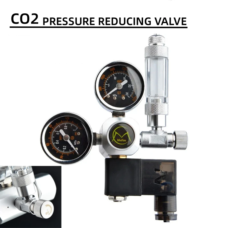 

Aquarium DIYCO2 Regulator Solenoid Valve Bubble Meter Plant Water Grass Tank CO2 Reaction Control System Pressure Reducing Valve