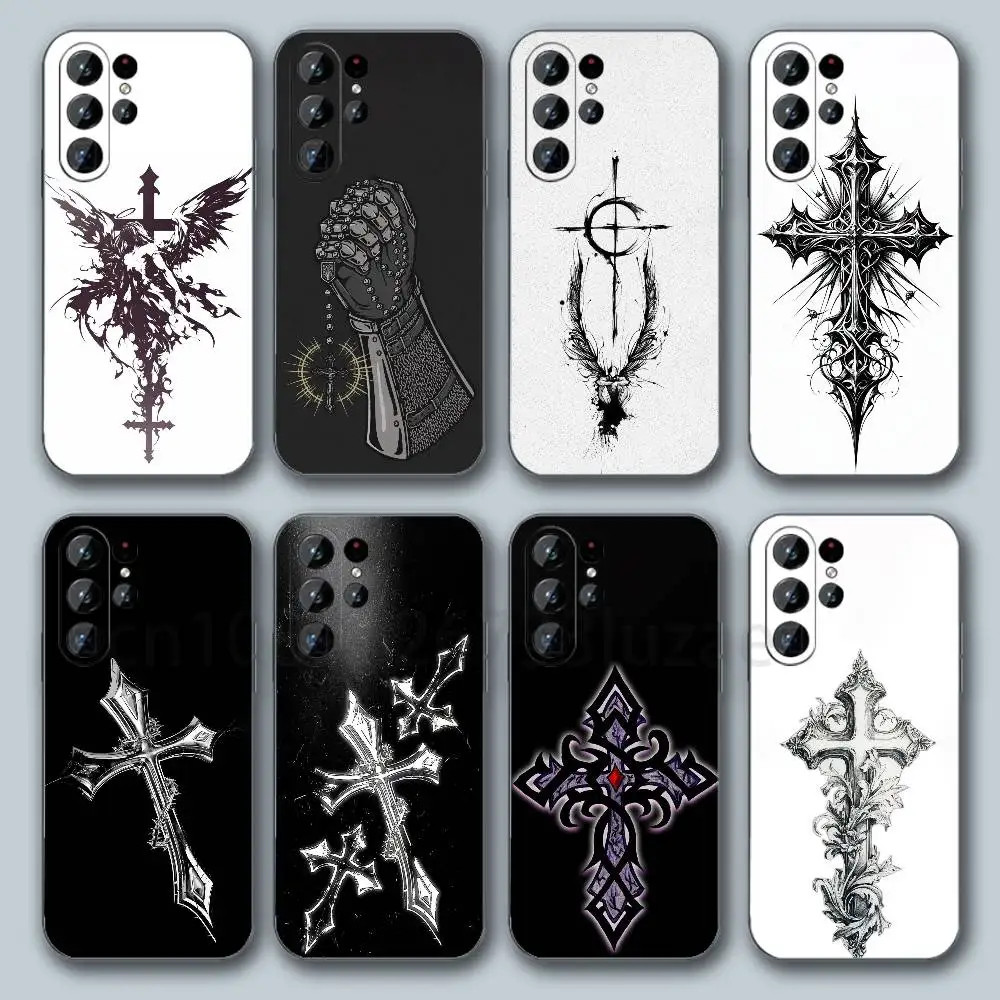 cool Gothic Cross For Samsung Galaxy S26 S25 S24 S23 S22 S21 FE Plus Ultra Cover TPU Shockproof Phone Cover S 25 24 23 22