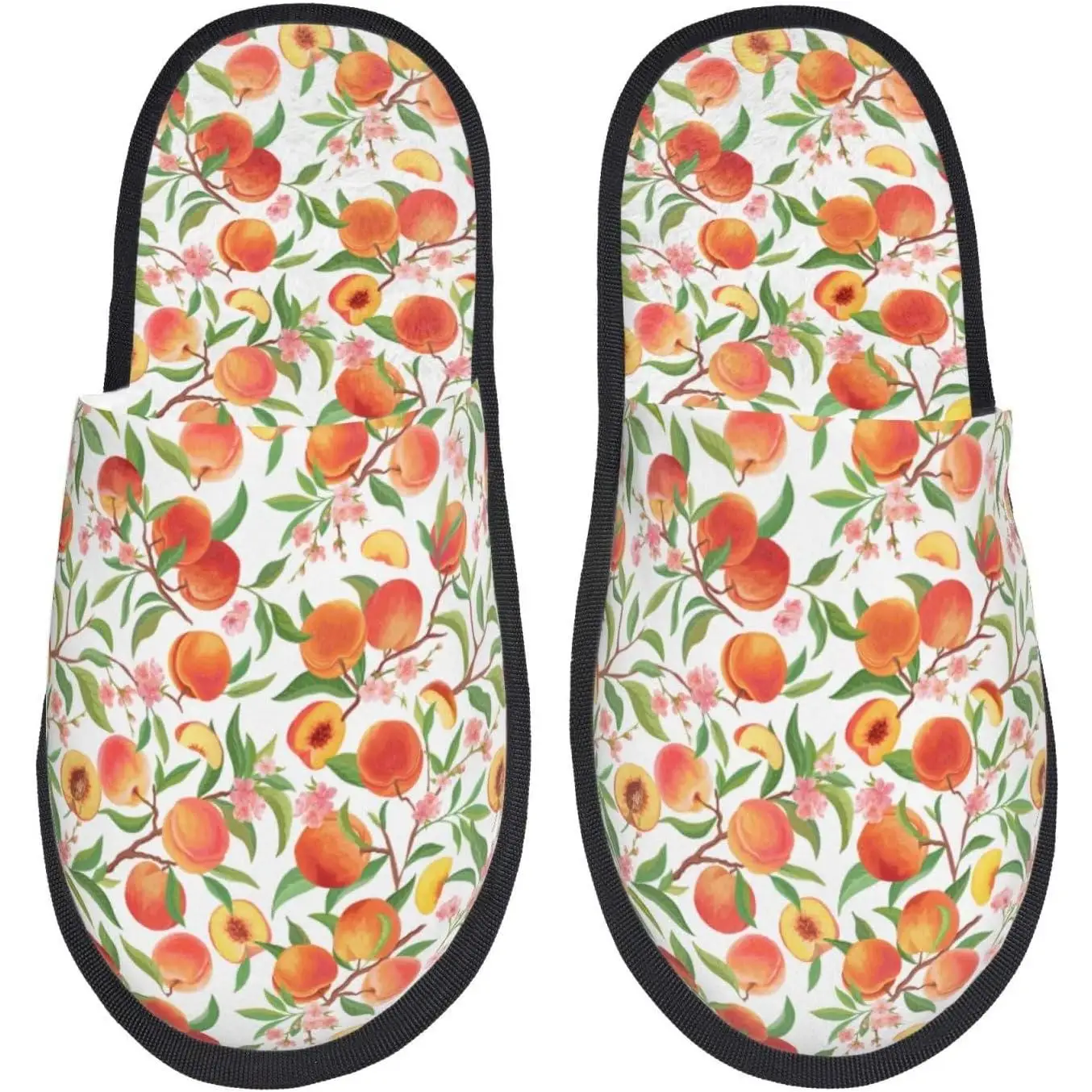 

Fruits Peach Print Women'S Fuzzy Slip On Indoor Outdoor Winter House Slippers Guest Slippers for Bedroom Women Print