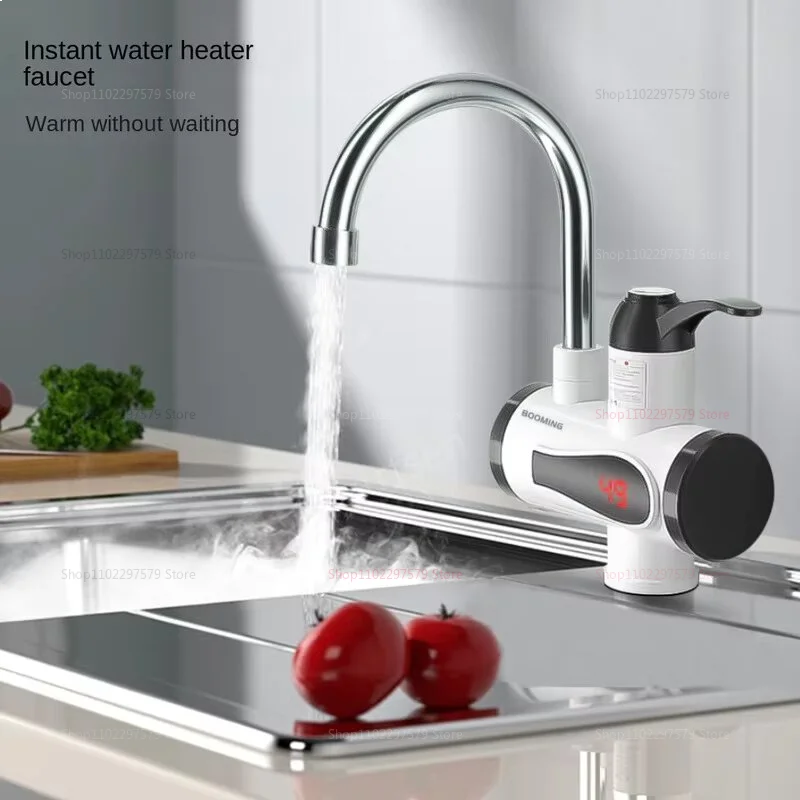 220V 3000W Instant Hot Water Heater Faucet Tankless Electric Tap with 360° Rotatable Spout LED Digital Display for Kitchen Bath