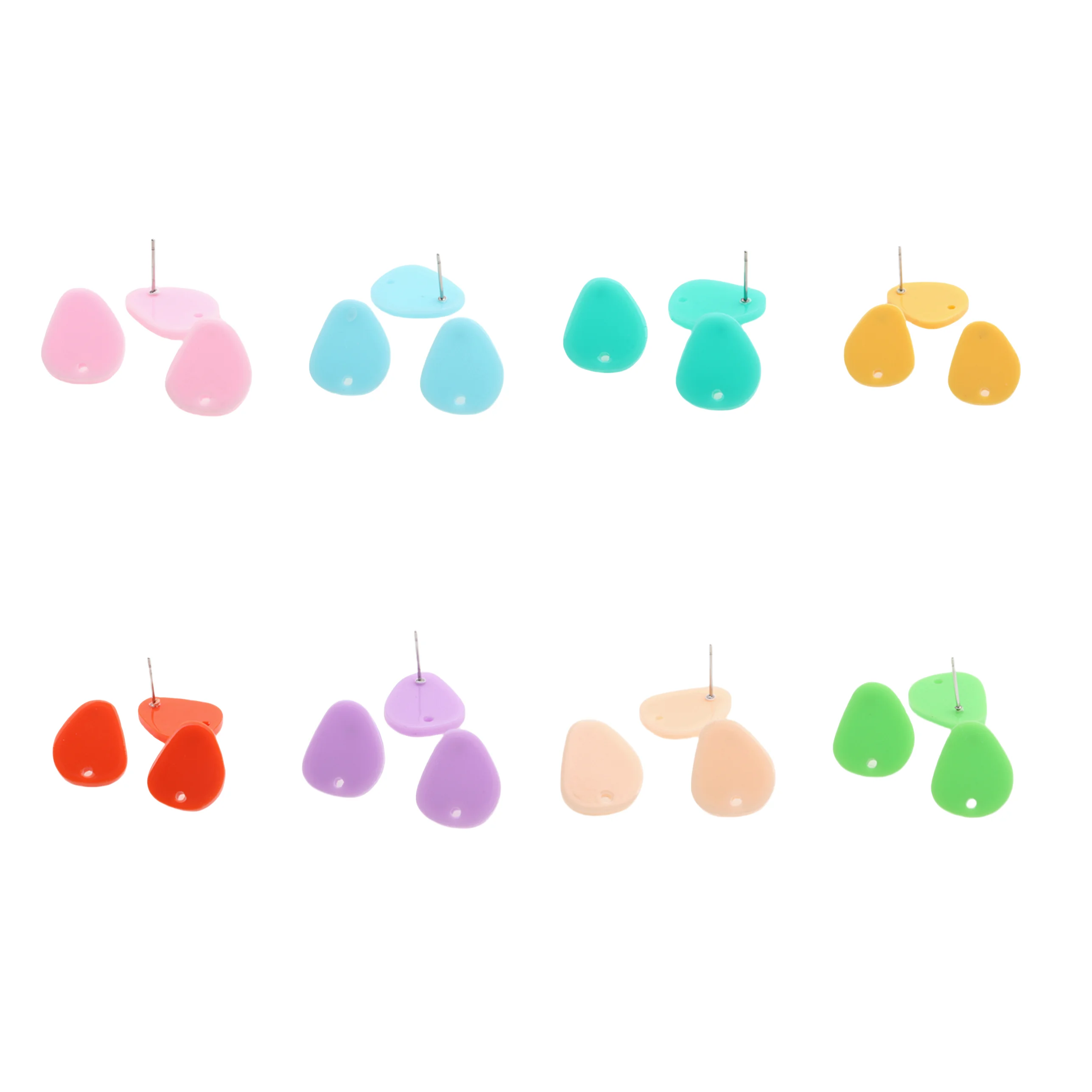 12PCS Candy Color Acrylic Earring Stud,Tear Drop Blanks With Connector Hole,316 Stainles Steel Posts Jewelry Supplies,5211