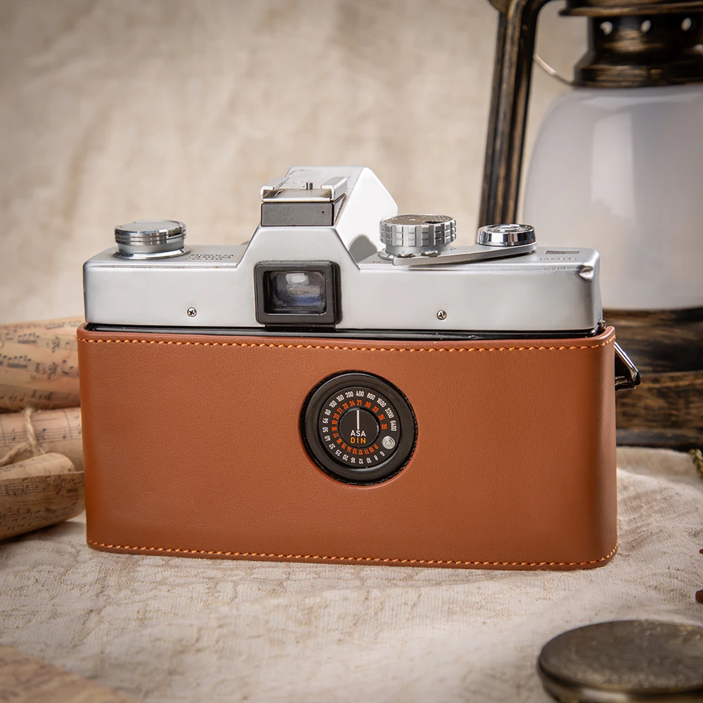 กล้องหนังแท้ครึ่งสําหรับ Minolta SRT-101 กรณี SRT-101 กระเป๋าหนังกระเป๋ากล้องป้องกันกรณีอุปกรณ์เสริมการถ่ายภาพ