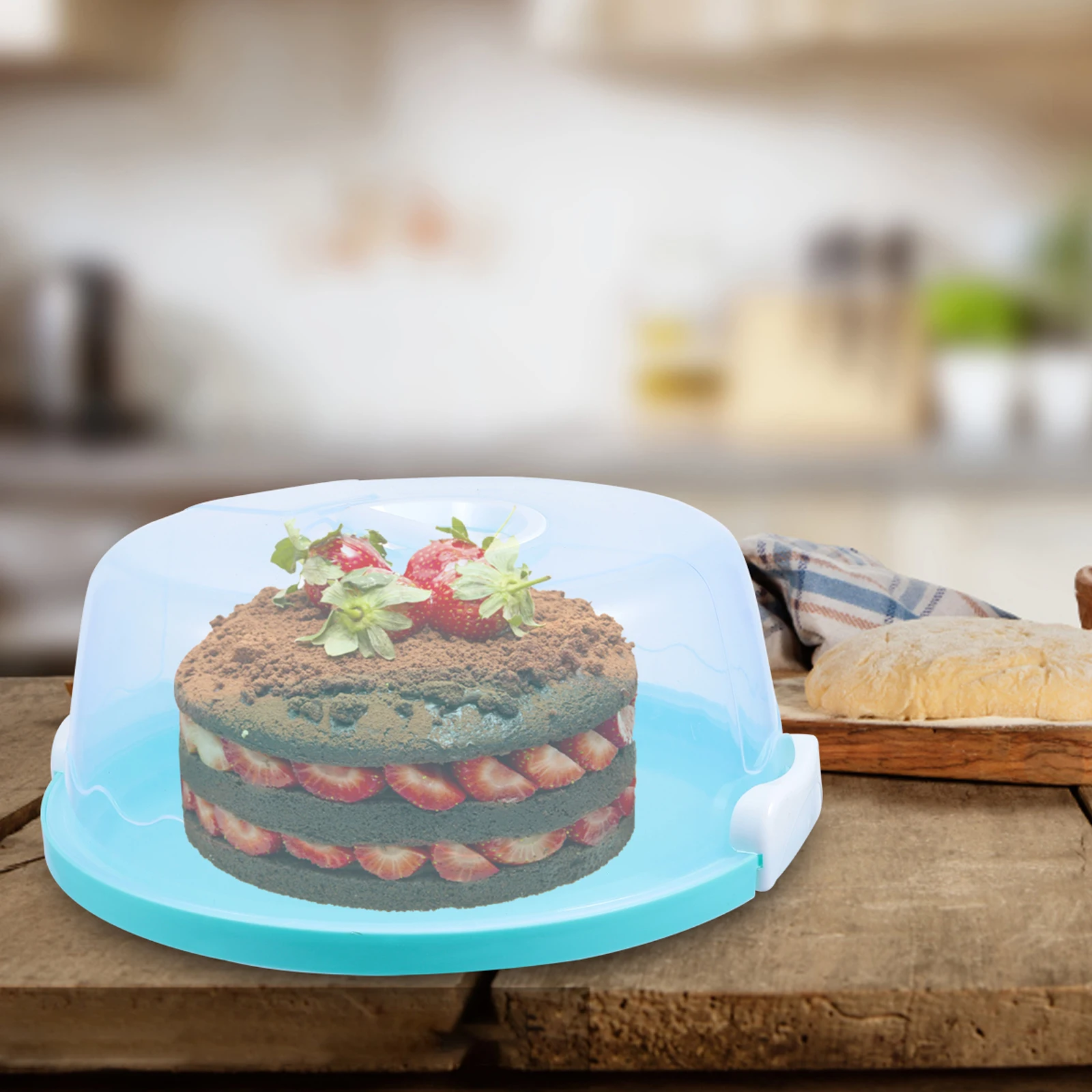 

Plastic Cake Box 10 Inch Handheld Sealed Carrier Dustproof Food Container Reusable Blue Small Lids Storage Boxes Cake Packaging
