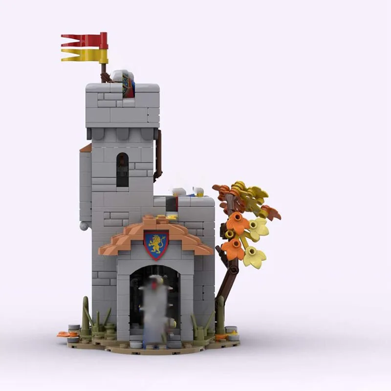 MOC medieval architecture lion knight border checkpoint model DIY assembly building blocks toy children's gift
