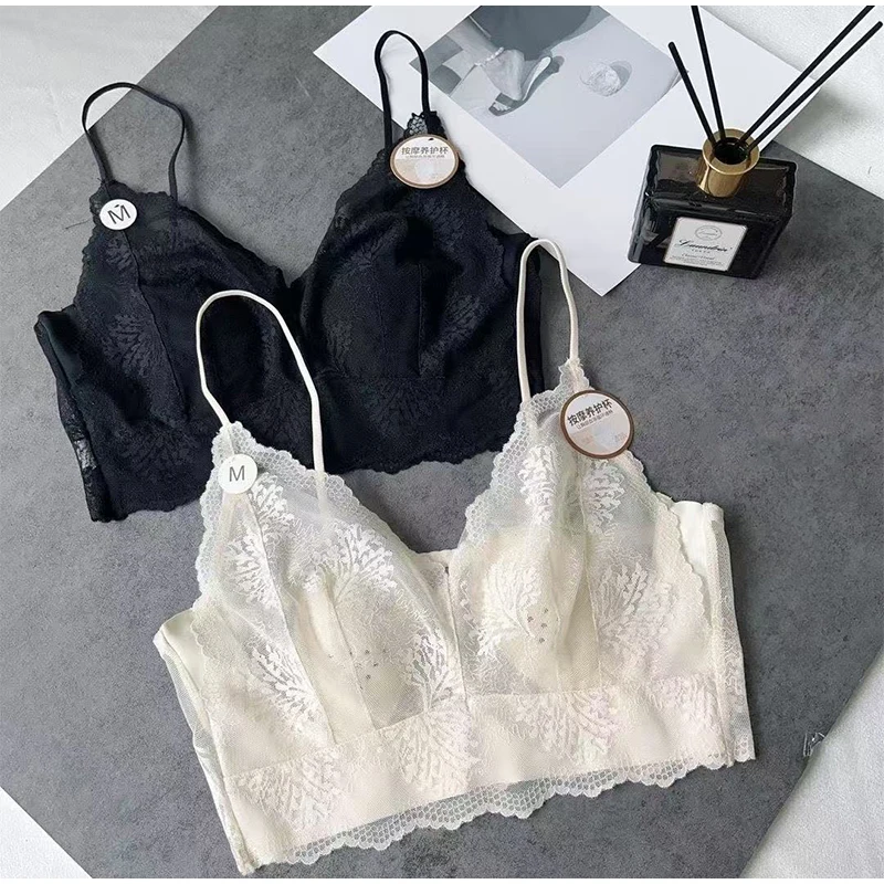 

New Mesh Breathable Lace Chest Wrap Vest With Chest Pad Big Chest Show Small Collection Pair Boob Anti-exposing Bottom Wrap Girl