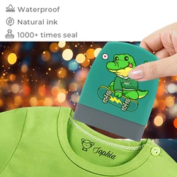 Skateboarding Dinosaurs Baby Custom Name Stamp Children Teacher Cartoon Kindergarten All Language Name Student Clothes