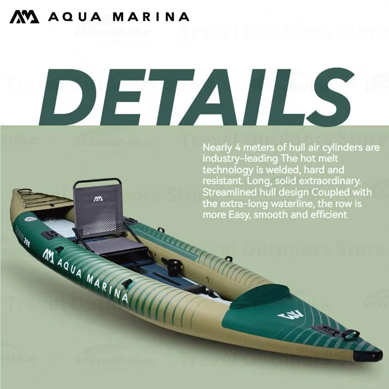 AQUA MARINA Inflatable Fishing Boat Reinforced PVC Material Water Sports Kayak Model CALIBER Dinghy Raft Seat Canoeing Boat