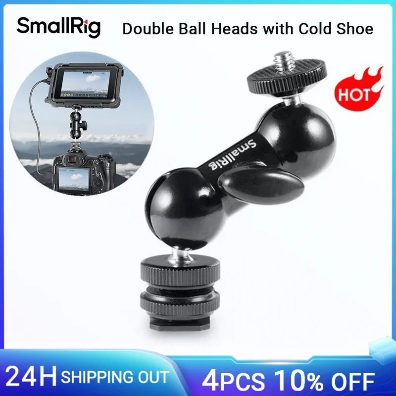 SmallRig Multi-function Double Ball Head Magic Arm with Shoe Mount & 1/4 Screw for Monitors Led Light Microphone Universal -1135