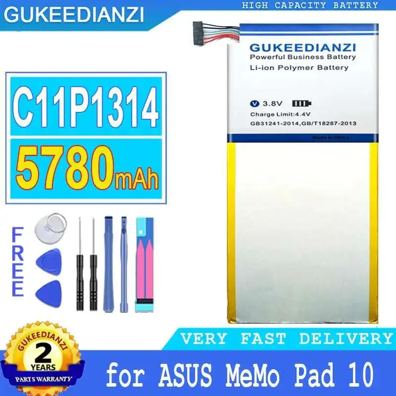 

For Asus Memo Pad 10 ME102A 10.1 Premium Replacement Tablet Battery 5780Mah C11P1314 Rectangular Version