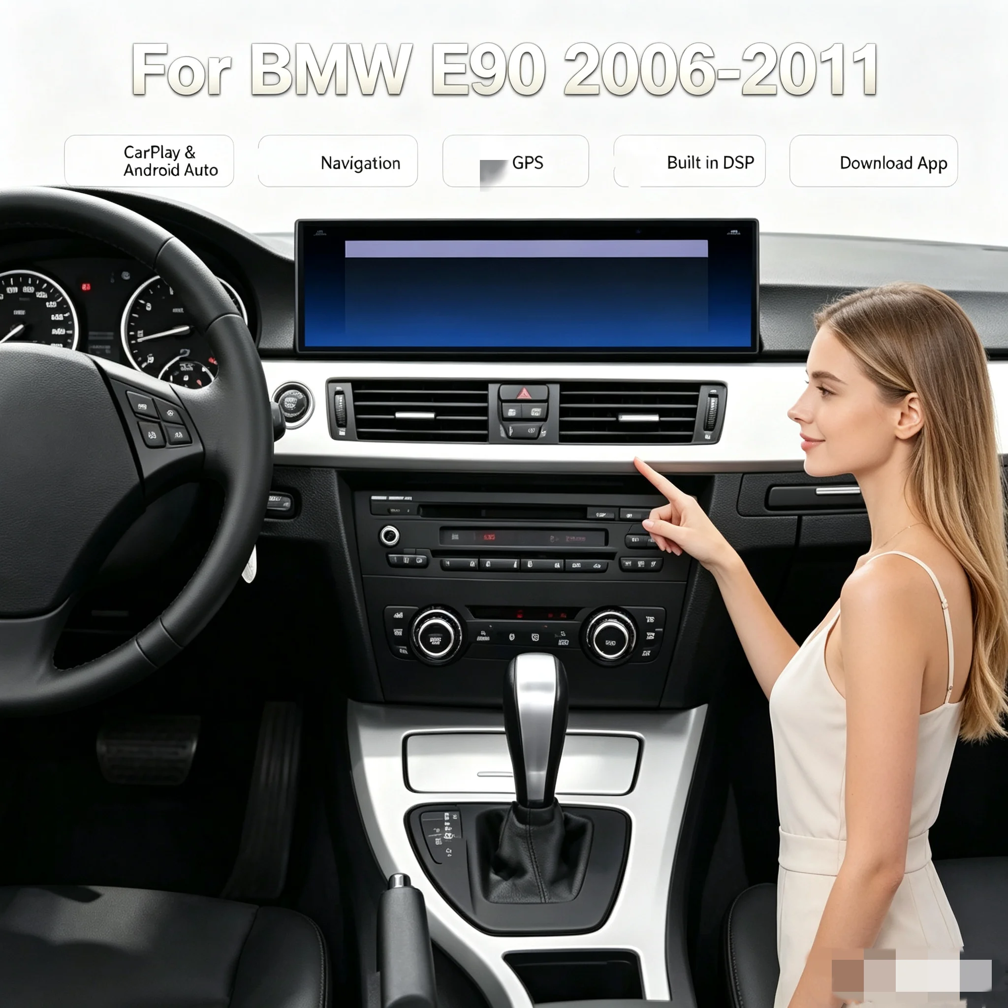 Car Radio LHD RHD 14.9 Inch Android For BMW E90 2006-2011 Dual System Stereo GPS Navigation Multimedia Player Carplay Head Unit