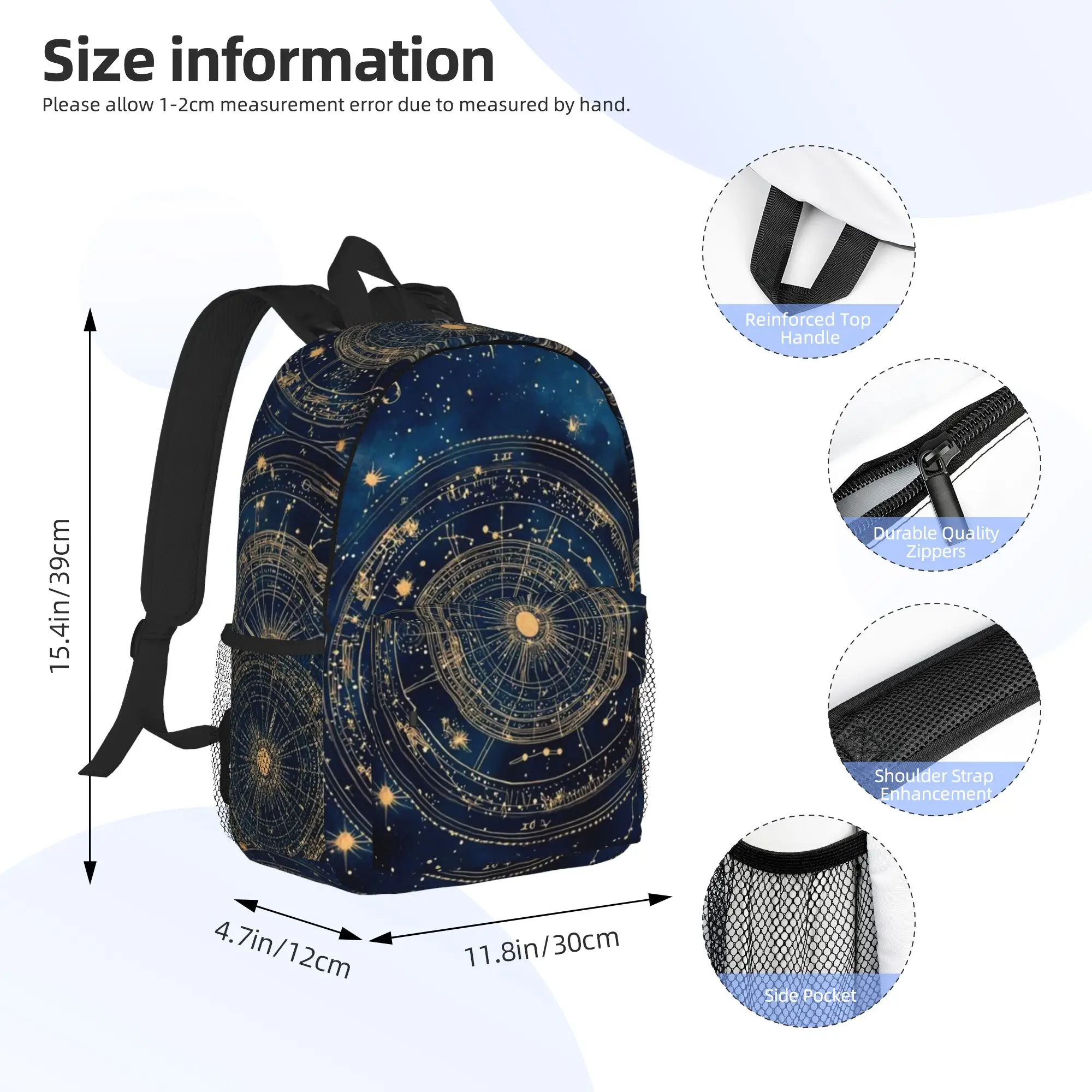 Starry Night Sky with Glowing Golden Star and Constellation Design Backpack Hot Sale Daypack BookBag Shoulder Bags School Bag