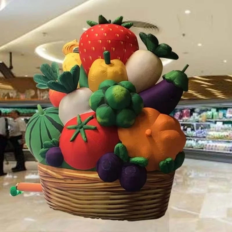Customized giant advertising inflatable fruit basket for fruit store supermarkets