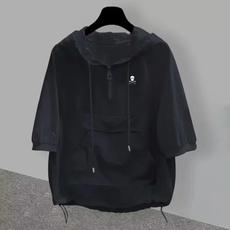 Trendy Hooded Short Sleeve T-shirt Men's Golf Clothing NEW Summer Loose Fit Korean Style Ins Golf Wear Golf Half Sleeve T-shirt