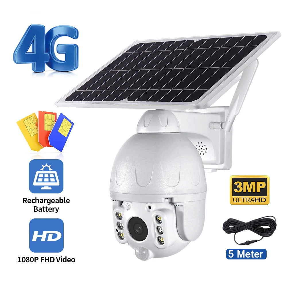 

INQMEGA 3MP Outdoor 4G Solar Camera Security With Solar Panel Wireless Surveillance PTZ Battery Camera