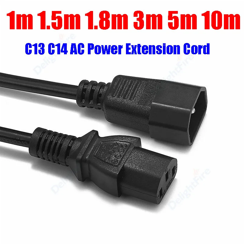 AC Power Supply Cord IEC320 C13 C14 1m/1.5m/5m/10m Extension Cable Power Adapter Cable For PDU UPS Projector PC Computer Monitor