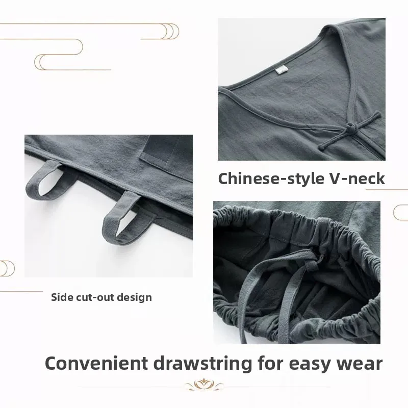 Loose Breathable Thin Men's Tang Suit Vest And Shorts Set Buttoned Retro Coat Casual Summer Clothing Comfortable Sweatshirt