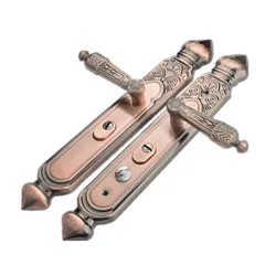 Red Ancient  Anti-theft Door Lock Handle Set   Thickened Panel Solid Indoor Dual Latch  for Barthroom Door and Balcony Door