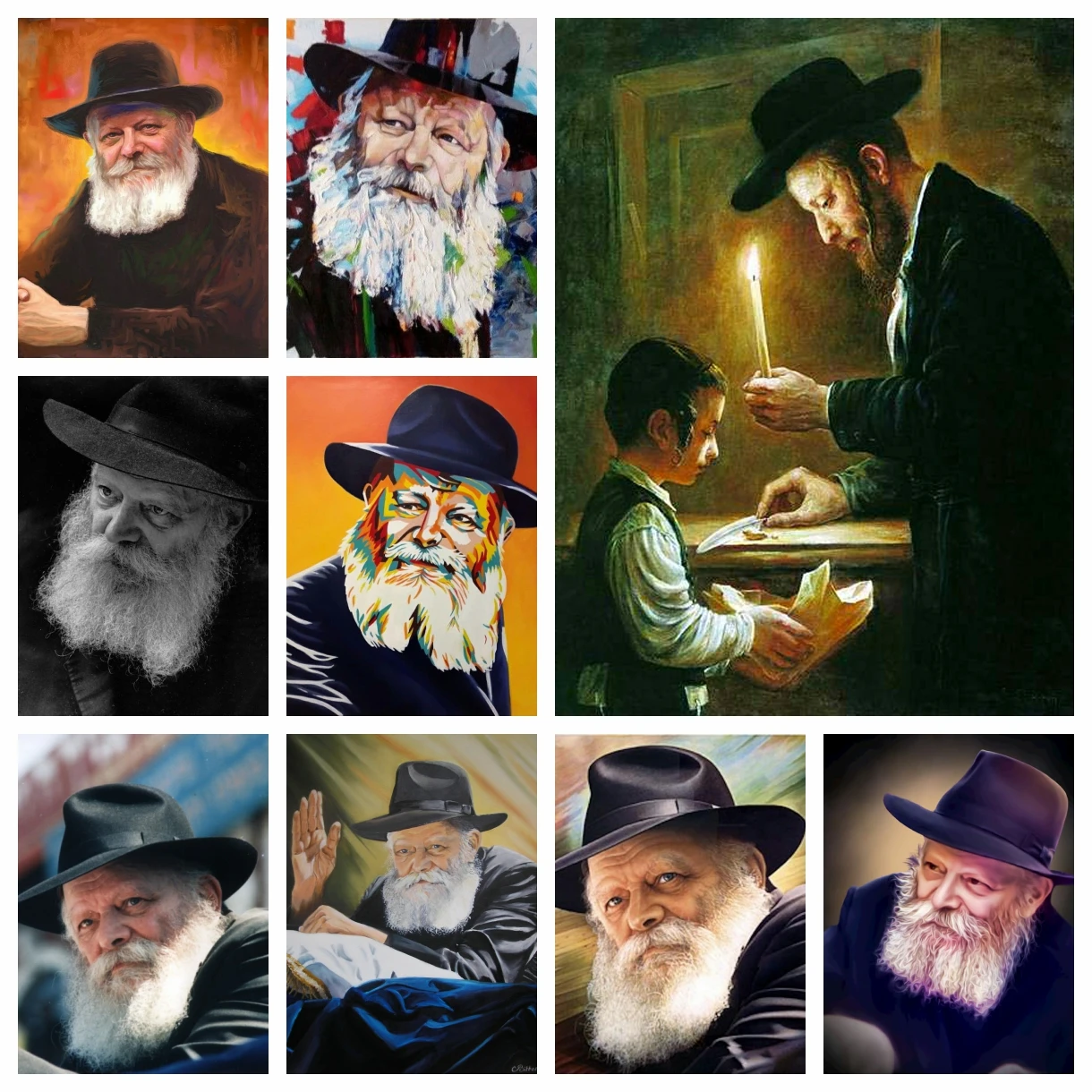 Jewish Rabbi Lubavitch Full DIY Diamond Painting Kits Chabad Rebbe Torah Mosaic Portrait Art Cross Stitch Embroidery Home Decor