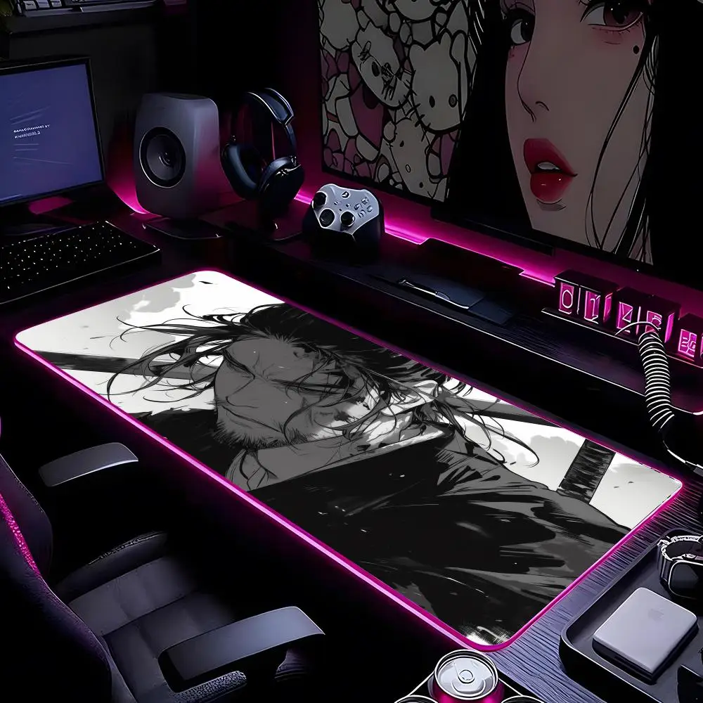 

Japan Samurai Vagabond Manga Mouse Pad Mousepad HD Printing Computer Gamers Locking Edge Non-slip RGB Mouse Pad XXL90x40cm Keyb