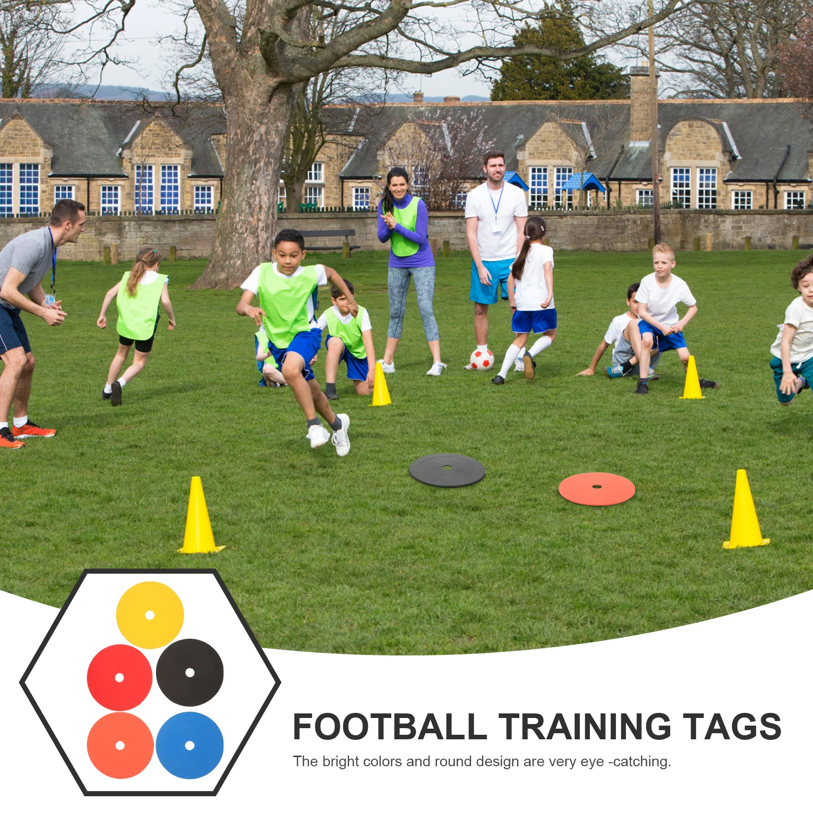 

5Pcs Football Training Markers PVC Bright Color Round Discs Soccer Exercising Sign Pads Football Sports Training Supplies