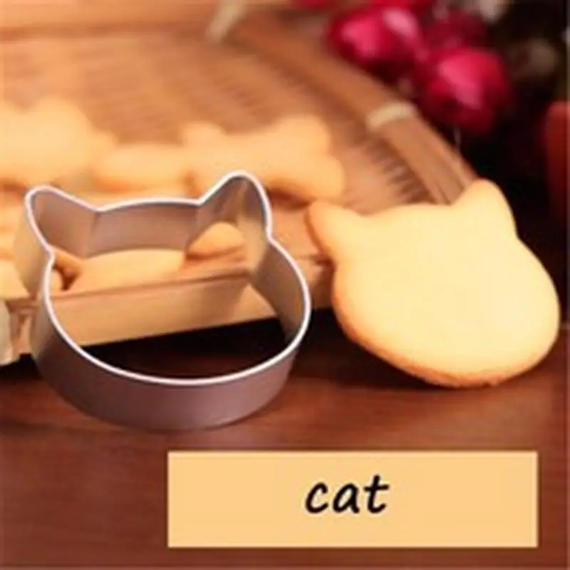 2PCS Edelstahl Katze Form Kuchen Form DIY Fondant Form Cookie Schneider Backen Werkzeuge