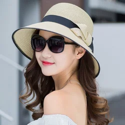 Straw Visor Hat Women Summer Sun Shade Hats Sunscreen Sun Protection Foldable Female Seaside Beach Cap Casual Outdoor Caps