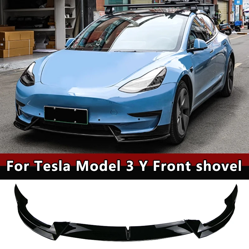 

3PS For 2021 22 23 Tesla Model 3 Y Deflector Bumper Guard Trim Cover Modified Front Sports Spoiler Body Kit Diffuser Accessories