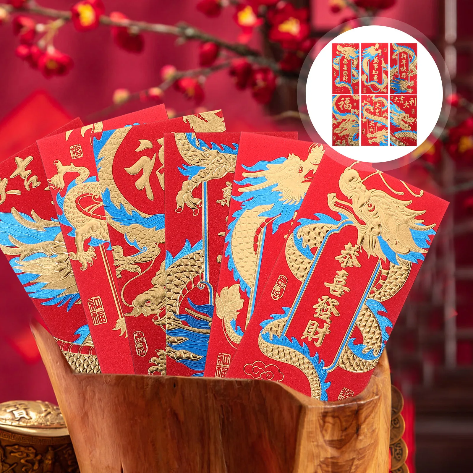 

24pcs Dragon Year Red Envelope Set Cartoon Money Packets For Lunar New Year Festival Gift Spring Celebration Party Red Packets