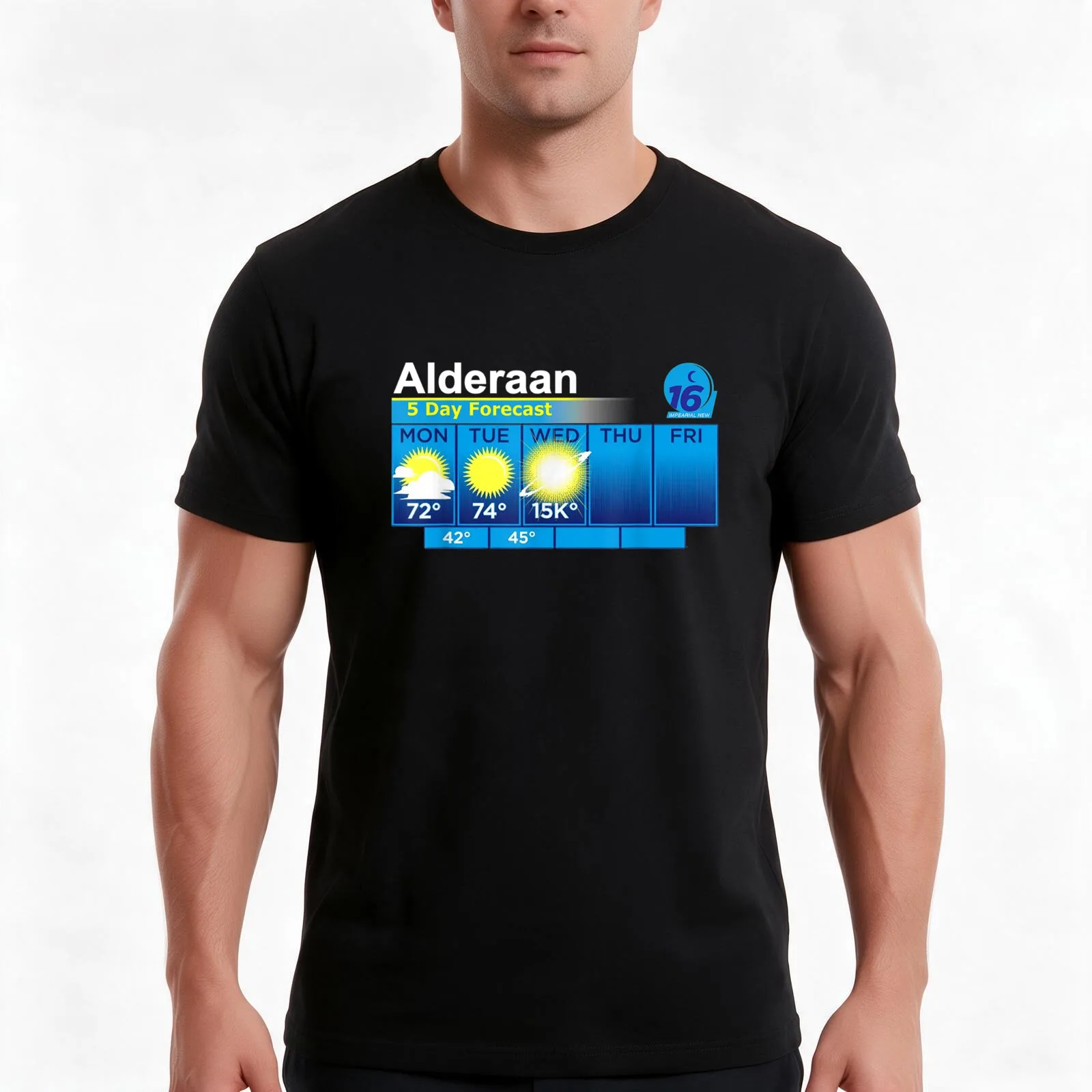 Alderaan-5-Day-Forecast-Funny-Weather-Forecast T-Shirt, Summer Casual Cotton Tee, Oversized Streetwear Tops, Unisex Men Women