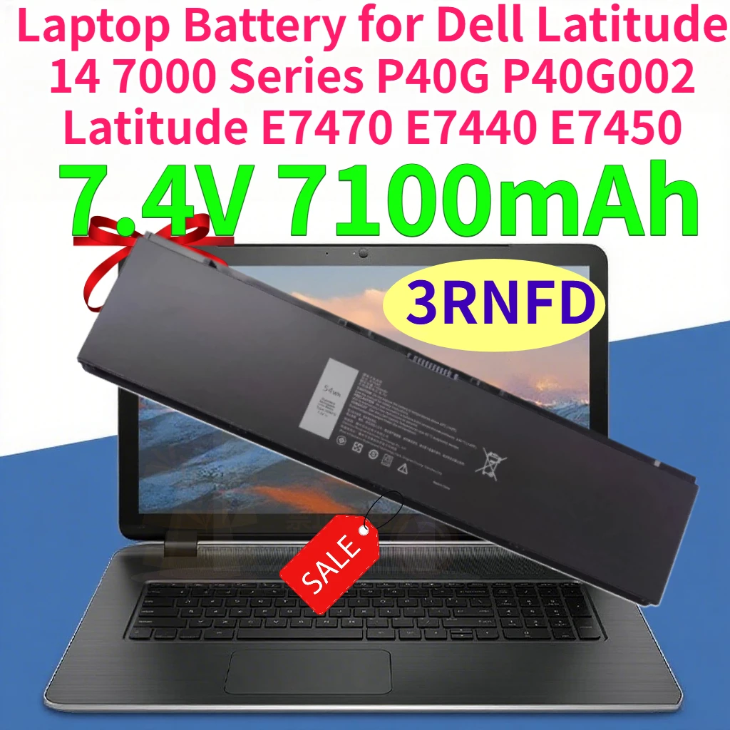Новая батарея для ноутбука 7.4V 7100mAh 3RNFD PFXCR 34GKR F38HT для Dell Latitude 14 7000 Series P40G P40G002 Latitude E7470 E7440 E7450