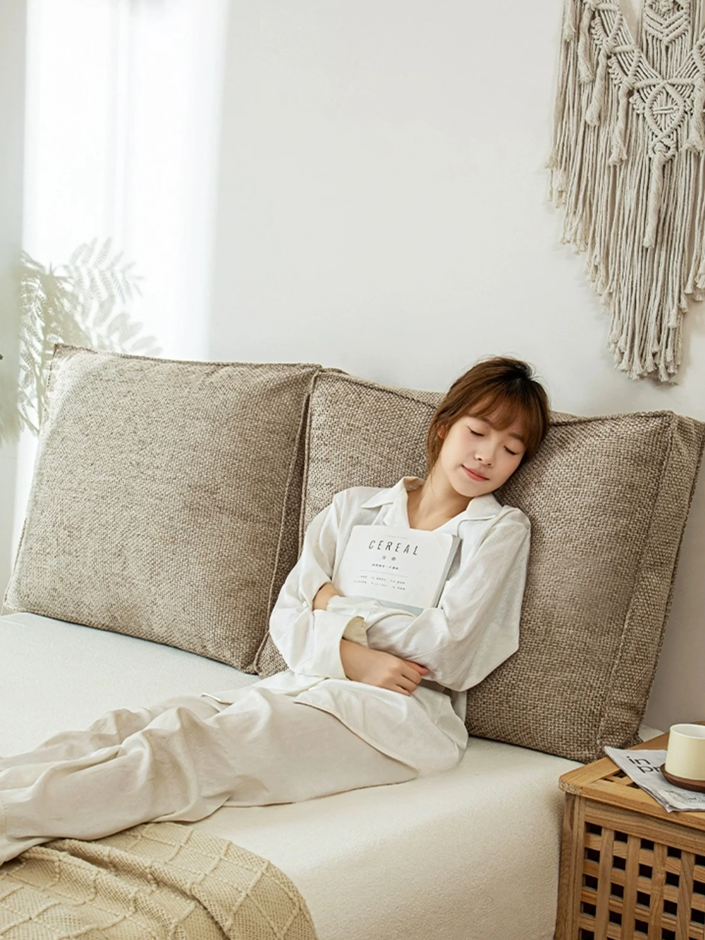 

Mlife Thickened Bedside Pillow Large Backrest Soft Padded Tatami Backrest Sofa Pillow Anti-Collision Home Decorative Cushion