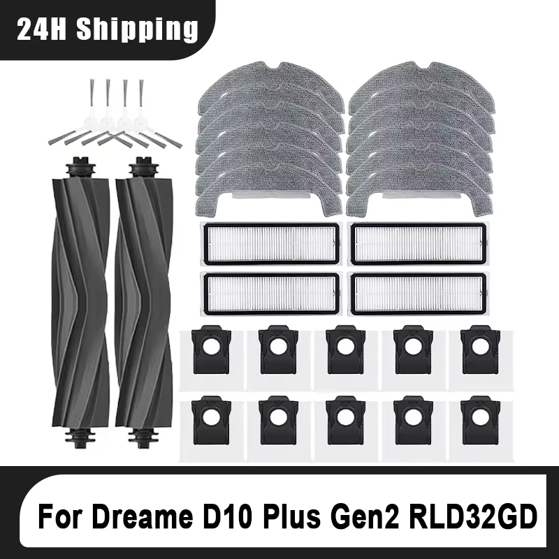 Dreame D10 Plus Gen 2 RLD32GD Main Side Brush Hepa Filter Mop Cloth Dust Bag