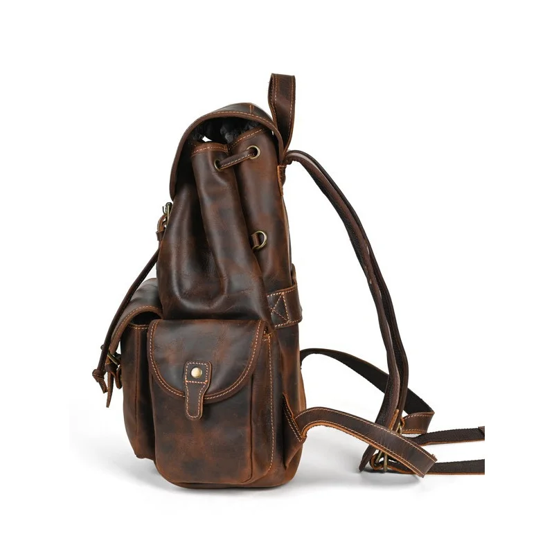 Leather Backpack Premium Top Grain Genuine Leather Casual Shoulder Bag, Large Capacity