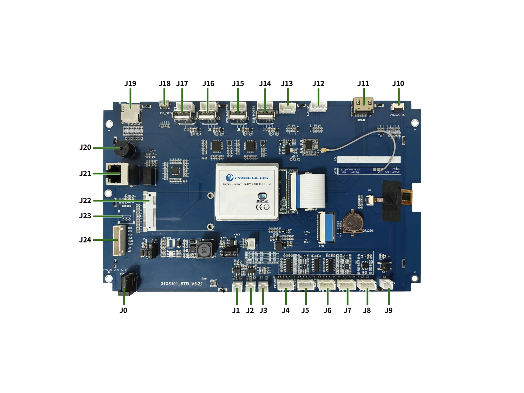 Proculus 10.1 inch Smart Controller Board 1280*800 Customized Industrial lcd display tft lcd display module