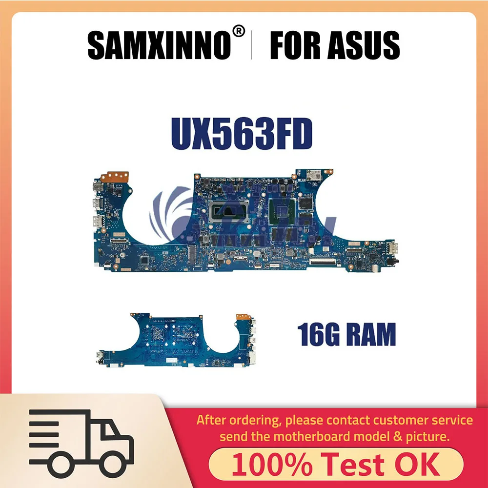 

Notebook Mainboard For Asus ZenBook Flip UX563FD UX563F Q536FD BX563FD Laptop Motherboard i5 i7 10th Gen CPU GTX1050 16G RAM