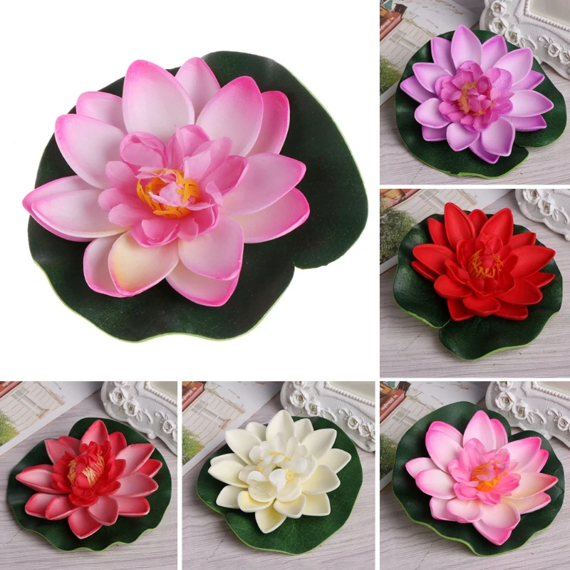 Flores flotantes artificiales, loto, lirio agua, jardín plantas para tanque, estanque, envío directo