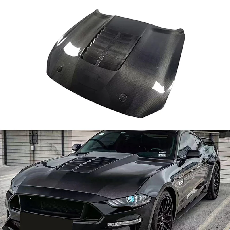 

Modified GT500 Style Carbon Fiber Fibre Front Engine Bonnet Hood Vent For Ford Mustang S550.1 S550.2 2015 - 2017 2018-2023