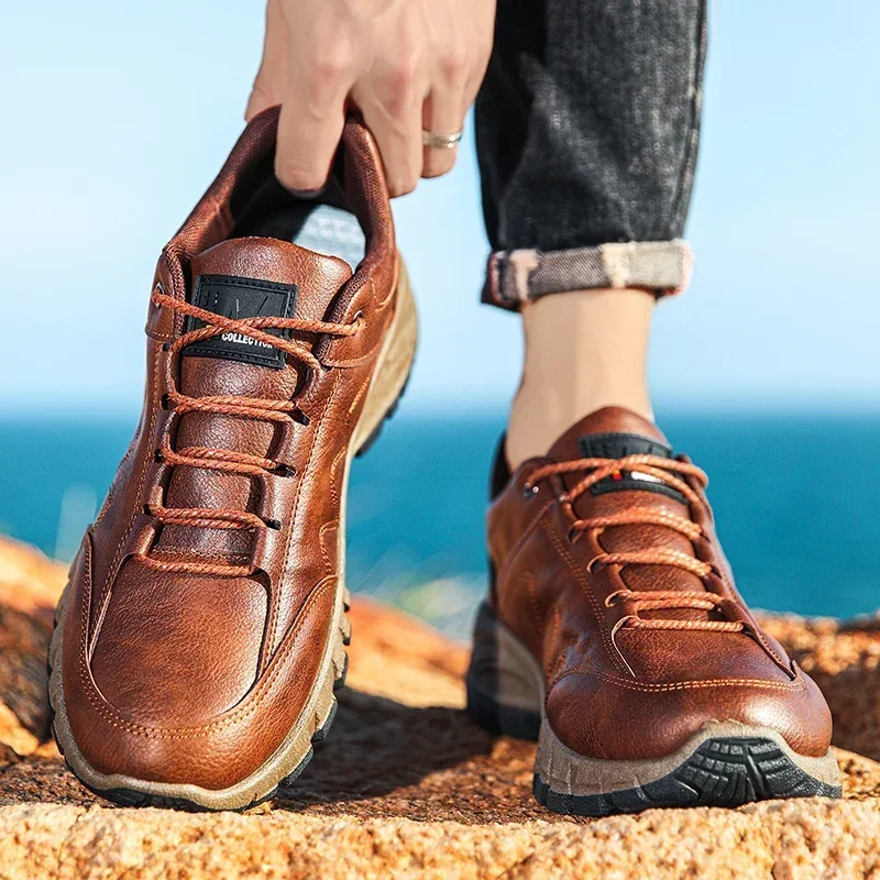 Sapatos casuais de couro masculino, com renda, Plataforma, Caminhada, Exterior, Aumentar altura, Tênis masculinos, Nova moda, 2023