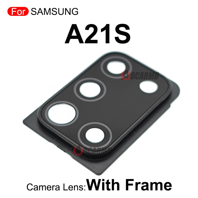 เลนส์กล้องด้านหลังสีฟ้าสีขาวสีเทาพร้อมกรอบสําหรับ Samsung Galaxy A21S A217F อะไหล่