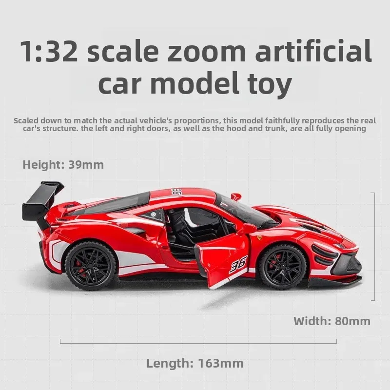 1:32 488 Supercar Legering Auto Diecasts & Toy Vehicles Auto Model Geluid En Licht Trek Auto Speelgoed Voor kinderen Geschenken