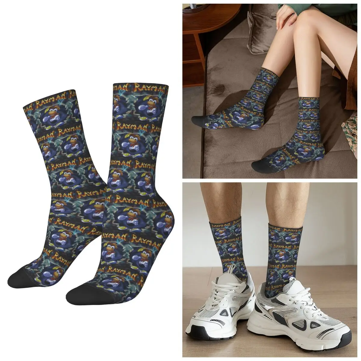 Ps1 Rayman Game Vintage Gamer Gaming Gamer Girl Videogames Socks Harajuku Sport Middle Tube Socks Super Soft Stockings